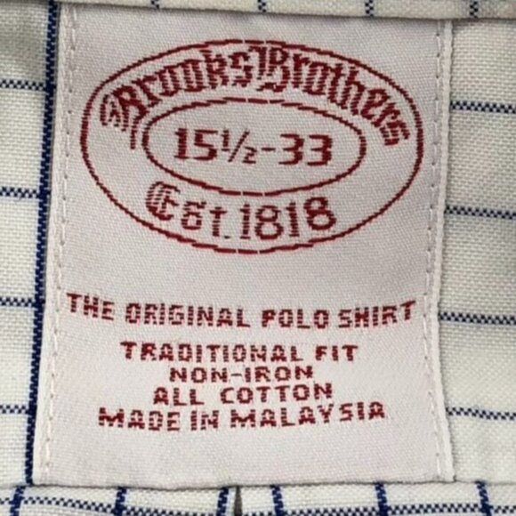 Brooks Brothers Mens Dress Shirt Medium 15.5 Neck Traditional Fit Windowpane - Picture 3 of 10